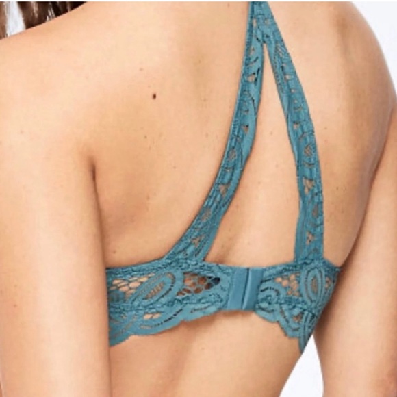 Victorias Secret PINK Bra Bralette Padded Push Up High Neck Halter Lace - Picture 2 of 5